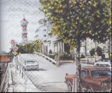 築港通りと博多タワー