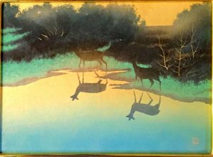 Waterfront in Morning - JapanesePainting F4