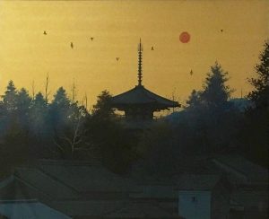 Morning Scene at Horinji  - JapanesePainting F12 (SOLDOUT)